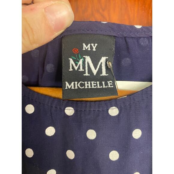 VINTAGE Navy Corset 90s Y2K Polka Dot Dress - Picture 3 of 6